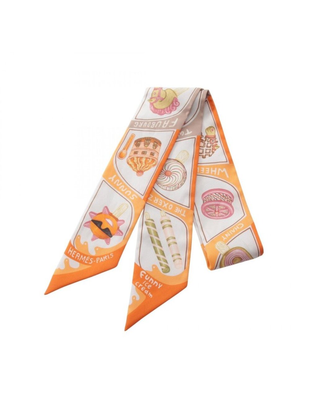 Hermes Scarf Twilly Funny Ice Cream Ribbon Silk